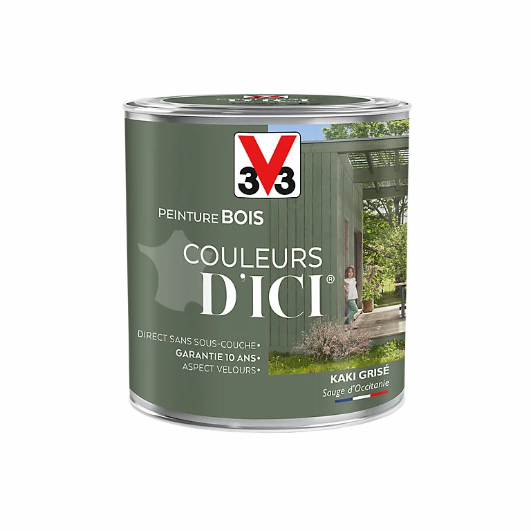 Castorama Peinture Bois Couleurs D'ici Kaki Grisé Velours V33 0,5L 3 Castorama Peinture Bois Couleurs D'ici Kaki Grisé Velours V33 0,5L