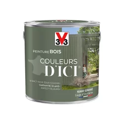 Castorama Peinture Bois Couleurs D'ici Kaki Grisé Velours V33 2L