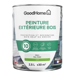 Castorama Peinture Bois Extérieur GoodHome Blanc Satin 2.5L
