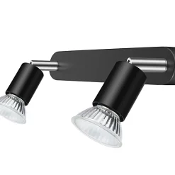 Castorama Réglette Spot 2 Lumières GU10 7W Sasha Noir Mat L.26 X L.4 X H.10.5 Cm