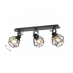 Castorama Réglette Spot 3 Lumières E27 15W GoodHome Smertrio Noir Mat L.57,5 X L.57,5 X H.21.2 Cm
