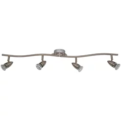 Castorama Réglette Spot 4 Lumières GU10 7W GoodHome Aspis Nickel Satiné L.86 X L.9 X H.16 Cm